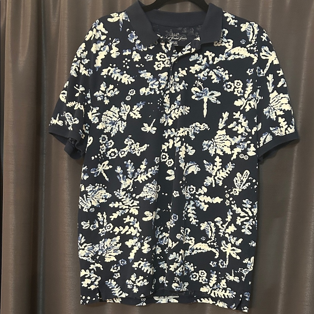 Navy Floral Men's Polo Shirt